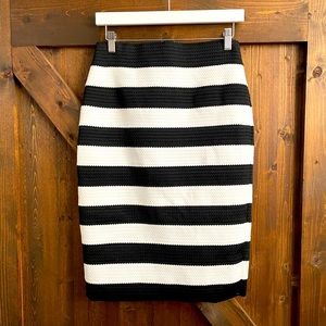 Express Black/White Stripe Knee-Length Skirt